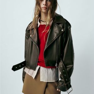 Never worn Zara faux leather jacket in size small.